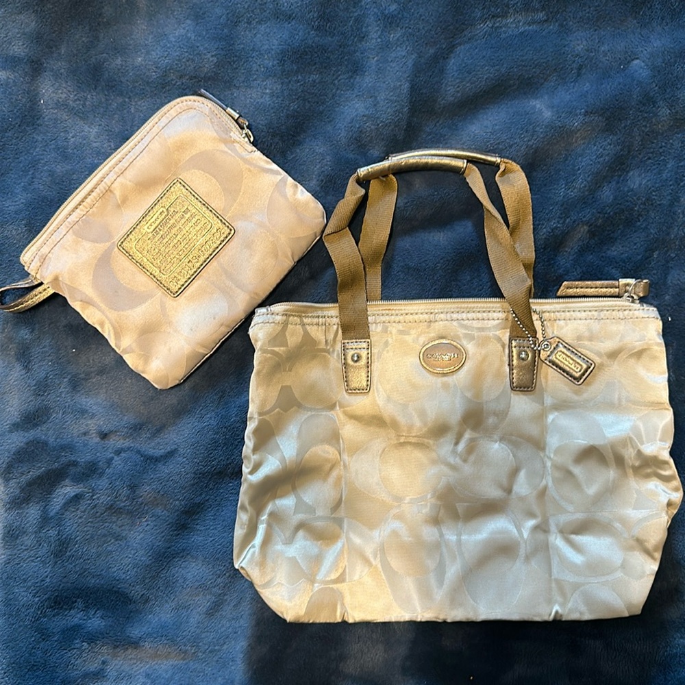 Small Coach signature C handbag with case